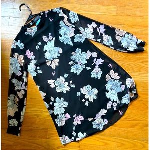 Floral Chiffon Dress with black satin lining